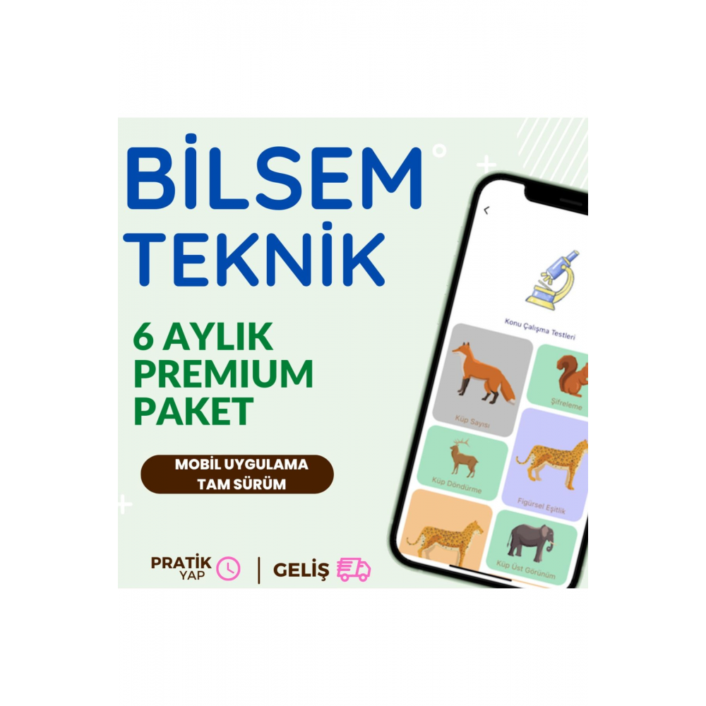 - Bilsem Sınavına Hazırlık Uygulaması - 6 Aylık Premium Paket