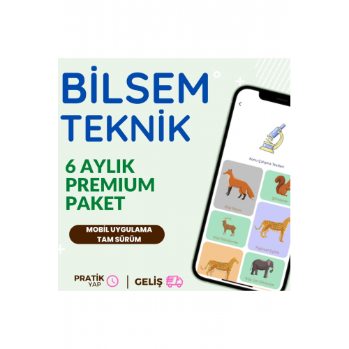 - Bilsem Sınavına Hazırlık Uygulaması - 6 Aylık Premium Paket
