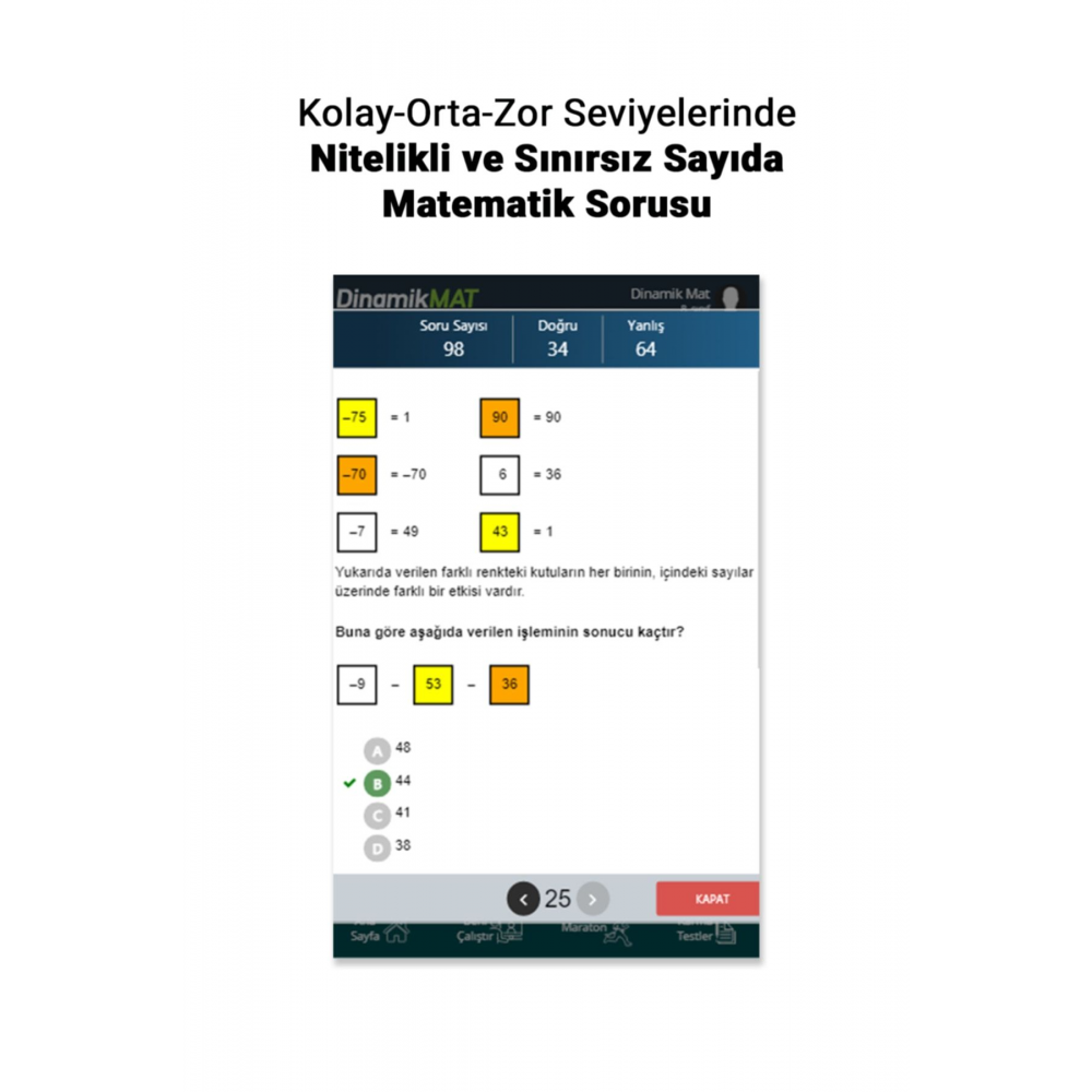 8. Sınıf Sonsuz Sayıda Soru Üreten Matematik Soru Bankası Uygulaması
