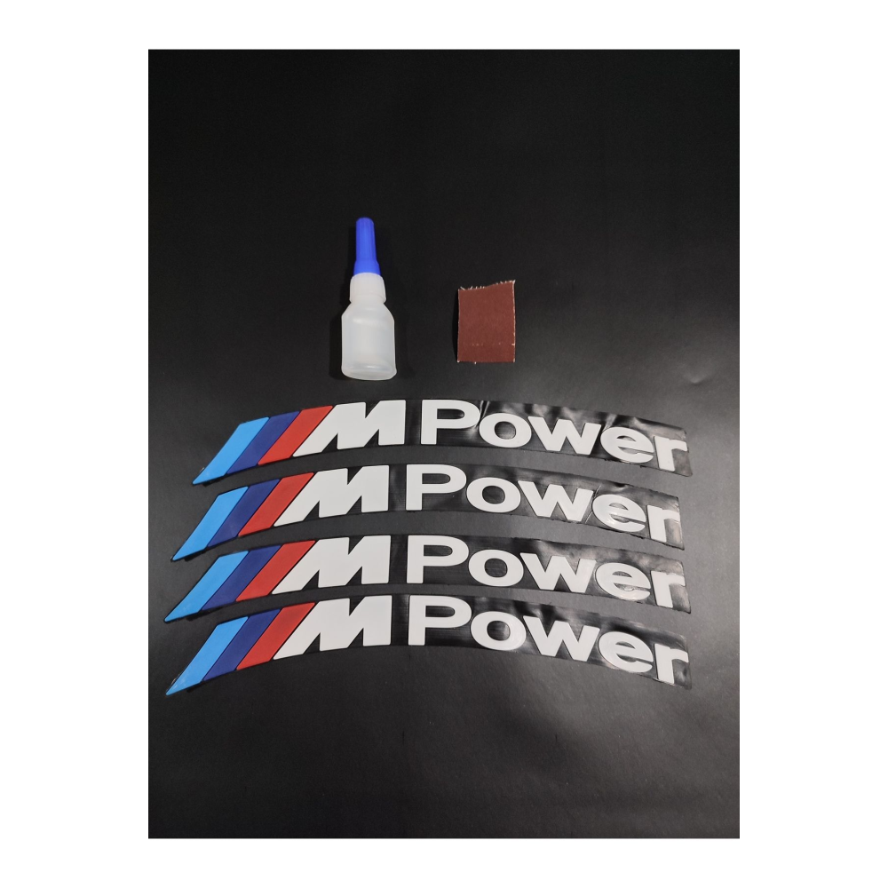 M Power 4 Adet Lastik Yazısı Motosiklet Ve Otomobil MPower Lastik Yazısı Sticker + Yapıştırıcı
