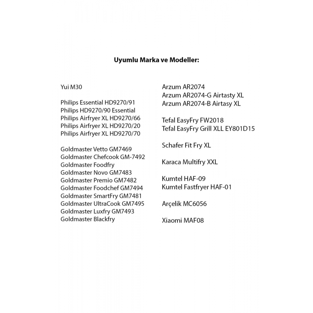 Xiaomi, Philips, Karaca, Arzum, Tefal, Kumtel Uyumlu Xl 8inç Airfryer 12'li Yedek Parça Seti