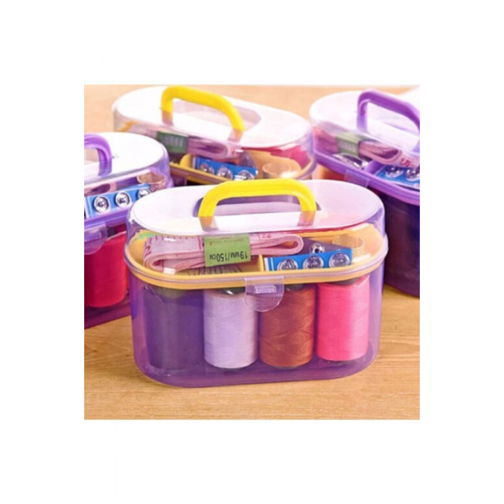 Özel Kutulu 40 Parça Mini Dikiş Seti Iğne Iplik Balıkçı Makas Mezura Yüzük