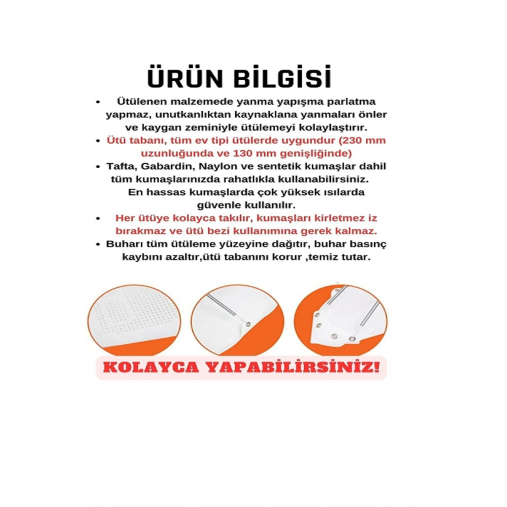 Teflon Ütü Altlığı (yanmaz, Yapışmaz, Parlatmaz) Ütü Tabanı