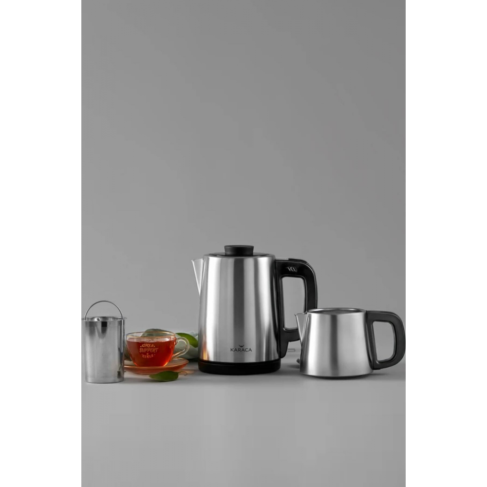 Tea Break 2 In 1 Çelik Su Isıtıcı Çay Makinesi Inox Siyah