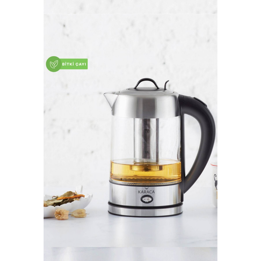 Cam Inox Bitki Çayı Makinesi Ve Su Isıtıcı Kettle 2202,led, Yüksek Borosilikat Gövde