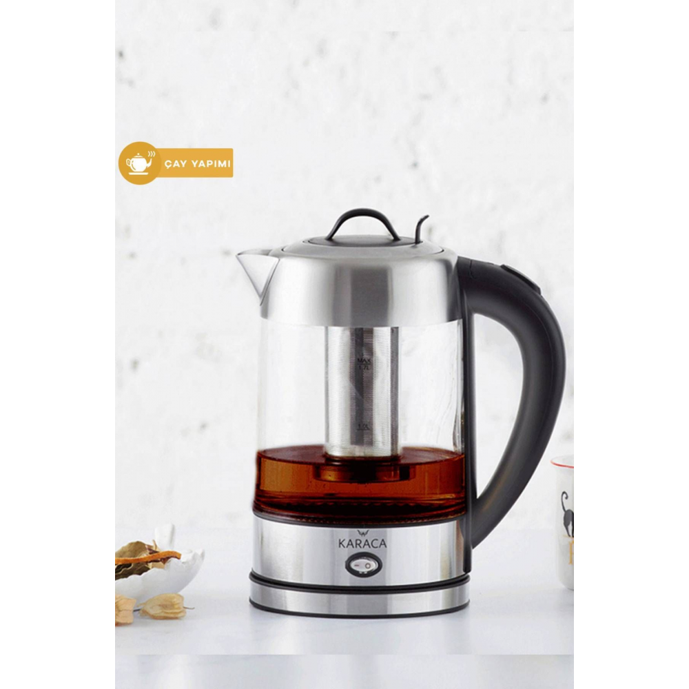 Cam Inox Bitki Çayı Makinesi Ve Su Isıtıcı Kettle 2202,led, Yüksek Borosilikat Gövde