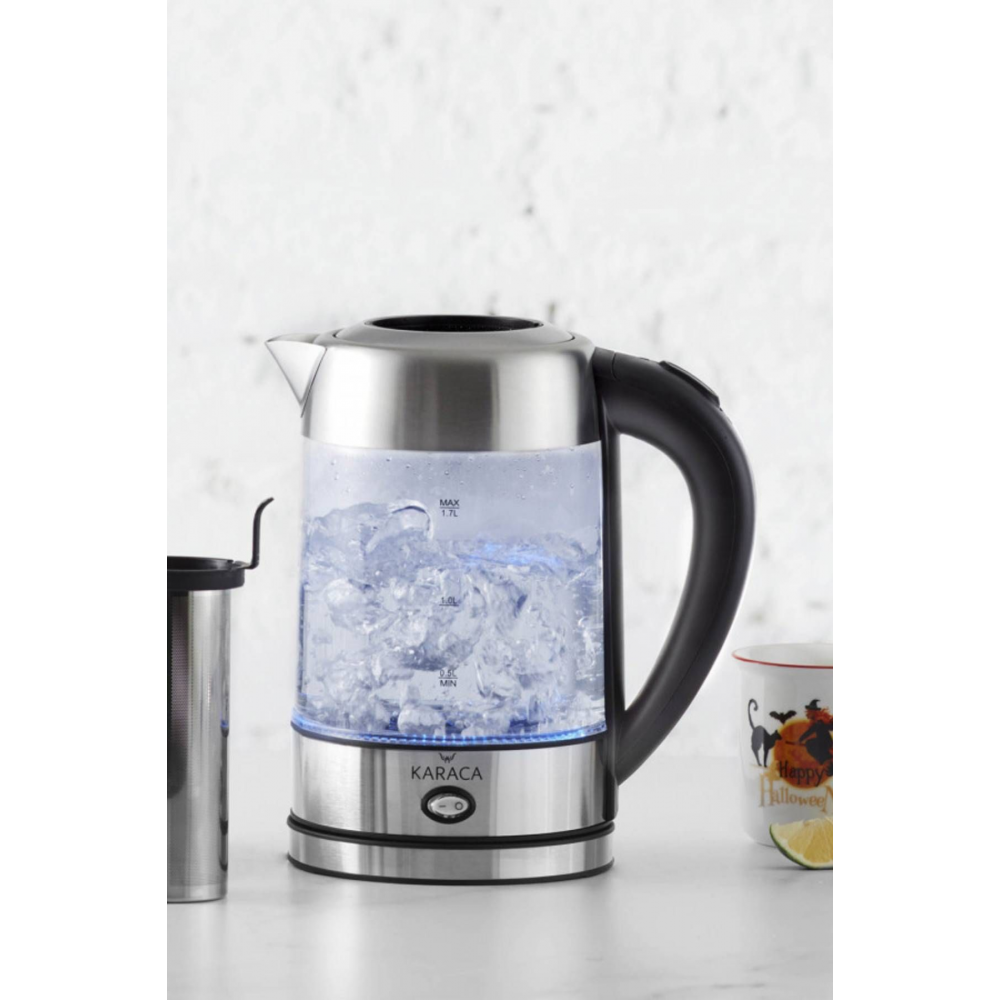 Cam Inox Bitki Çayı Makinesi Ve Su Isıtıcı Kettle 2202,led, Yüksek Borosilikat Gövde