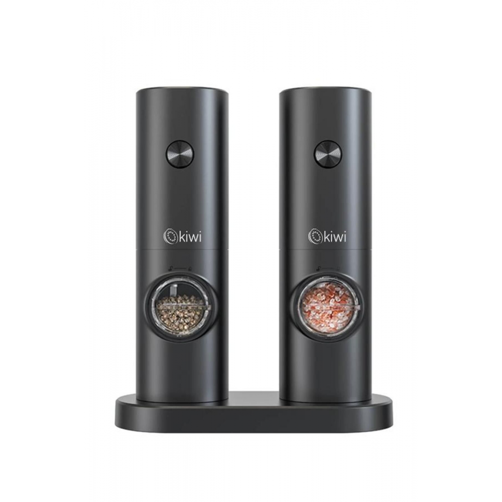 Pilli Işıklı Tuz Karabiber Değirmeni Otomatik Baharat Öğütücü 2li Paket (SİYAH) Kspg-4850