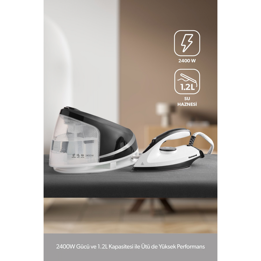 Steamwork 1167H Buhar Kazanlı Ütü Siyah Beyaz