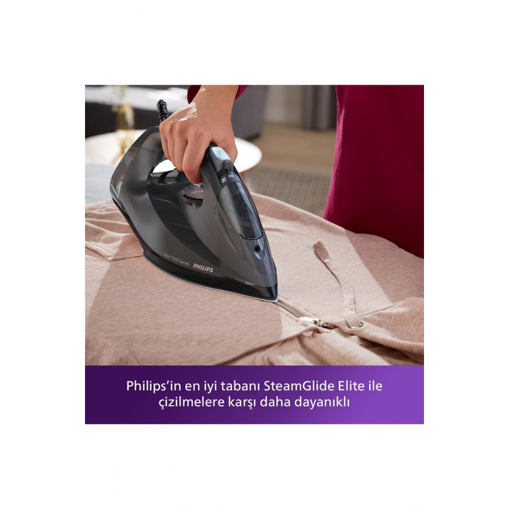 7500 SerisiAzur Buharlı Ütü 3200W, 55g/dk Sürekli Buhar, 260g Şok Buhar, DST7511/80