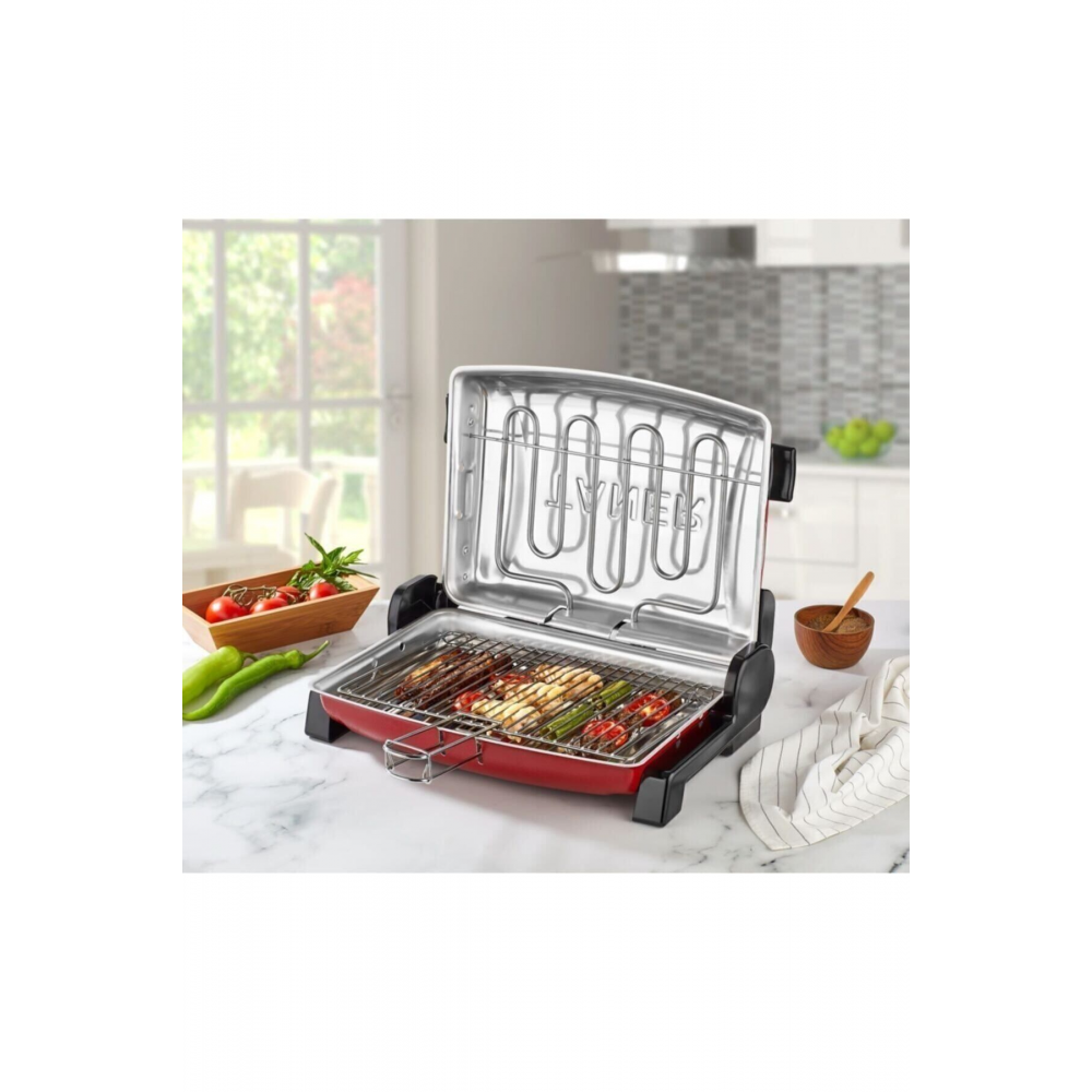 Kebapçı Elektrikli Izgara Mangal Çift Telli Barbekü Kırmızı 1705