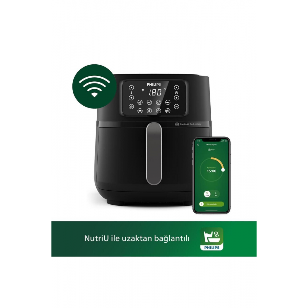 5000 Serisi XXL Airfryer, Uzaktan Bağlantı, 1.4kg, 7.2L Kapasite + Aksesuarlar, HD9285/96