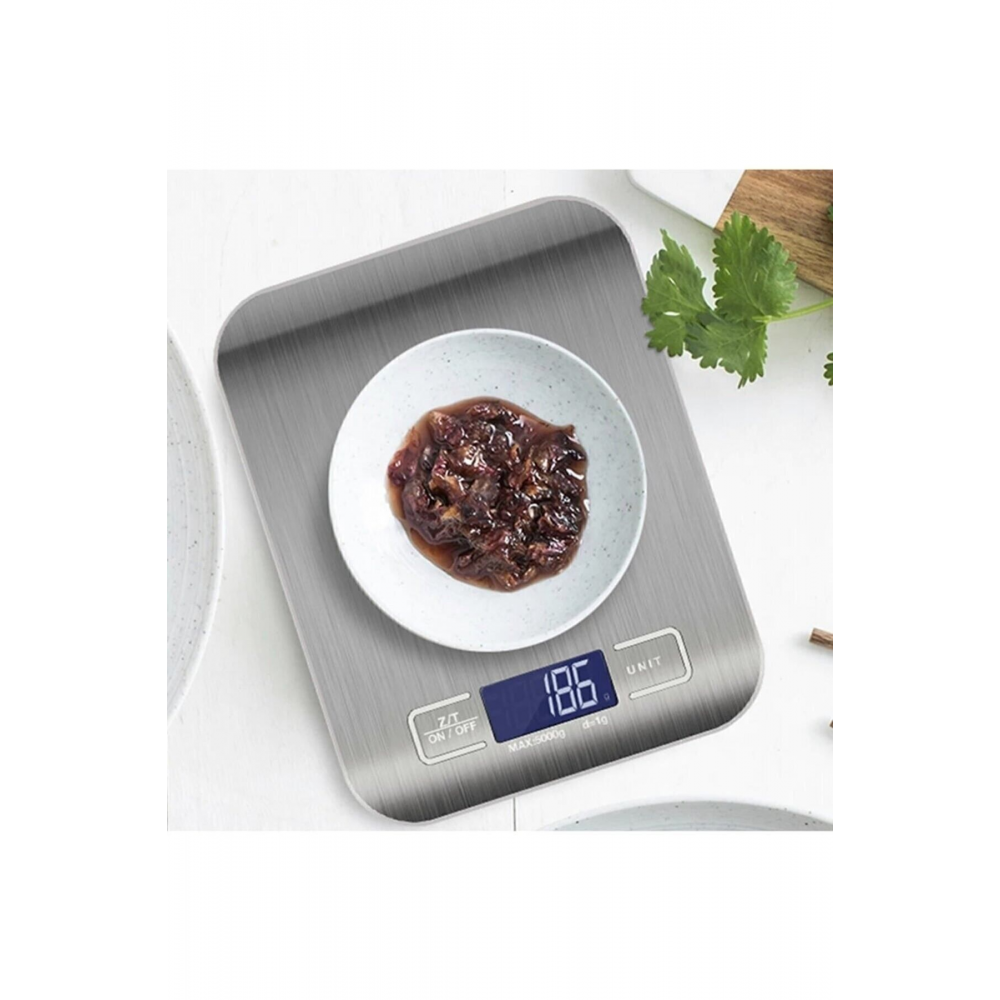 Lüx Dijital Mutfak Terazisi 5 Kg 1 gr Hassas Paslanmaz Çelik Pil Hediyeli