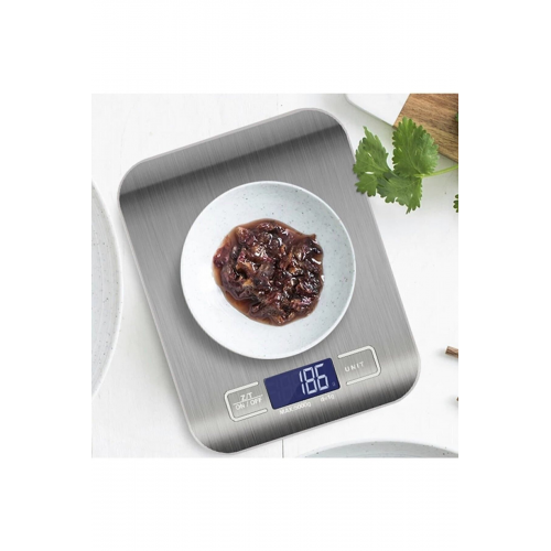 Lüx Dijital Mutfak Terazisi 5 Kg 1 gr Hassas Paslanmaz Çelik Pil Hediyeli