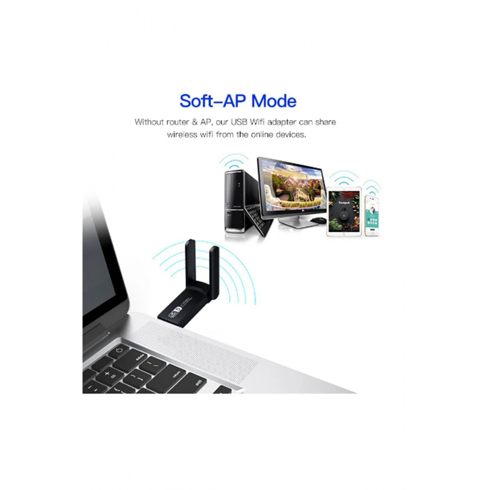 AC1300 Mbps Usb 3.0 Adaptör Çift Bantlı Kablosuz Wifi Alıcı