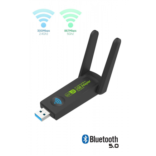 Bluetooth Özellikli Çift Antenli Ac1300 Mbps Dual(ÇİFT) Bant Usb 3.0 Adaptör Kablosuz Wifi Adaptörü