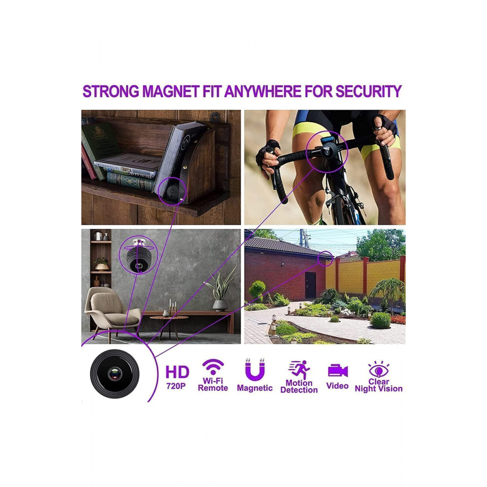 Mini casus kameralar, gizli 1080p HD kablosuz kamera, gece görüşlü, hareket algılamalı, WiFi kamera