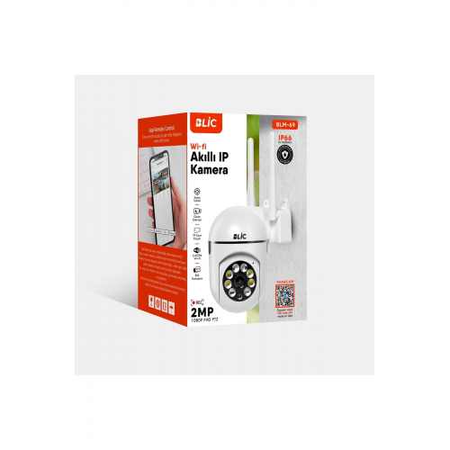 360° Kablosuz Wifi Ip Kamera, 1080p Hd 2 Mp Gece Görüşlü Hareketli Dış Mekan Kamera