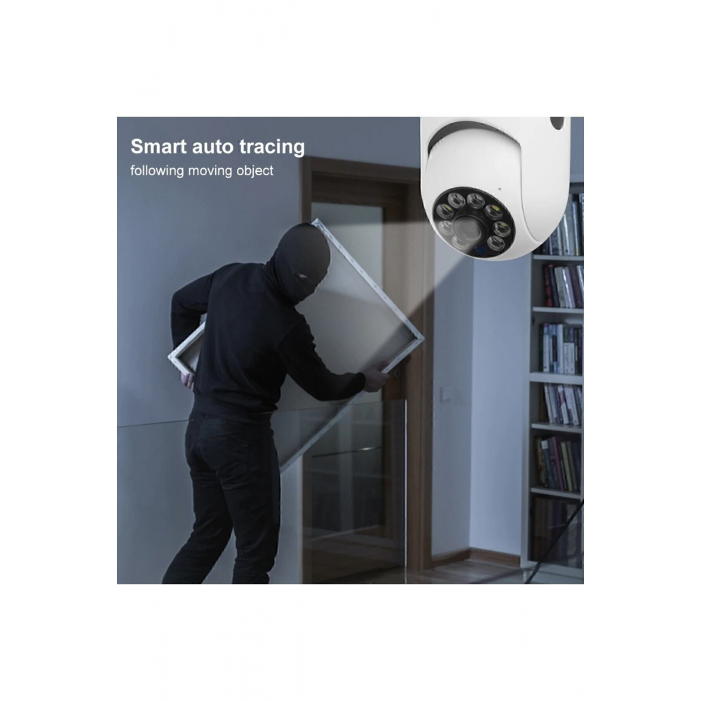Gece Görüşlü 360 Derece Led Işık 1080p Wifi Kamera Kablosuz Panoramik Ev Güvenlik Kamersı