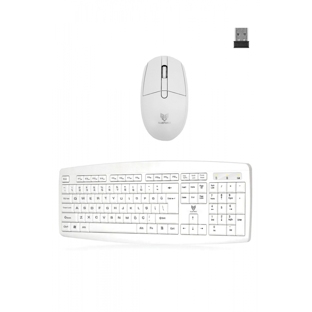 2.4 Ghz Wireless Kablosuz Sessiz Klavye Mouse Set 1600 Dpı Pilli Beyaz Pc Laptop Tv Uyumlu Türkçe Q