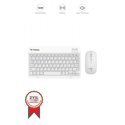 Beyaz Tmk-04 Bluetooth Kablosuz Klavye Ve Mouse Seti