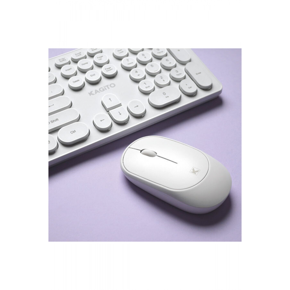 Retro Kablosuz Klavye & Mouse Set (white)
