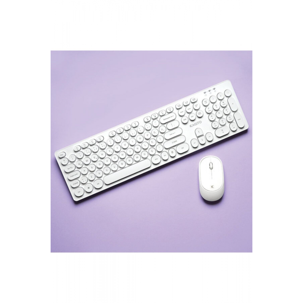 Retro Kablosuz Klavye & Mouse Set (white)