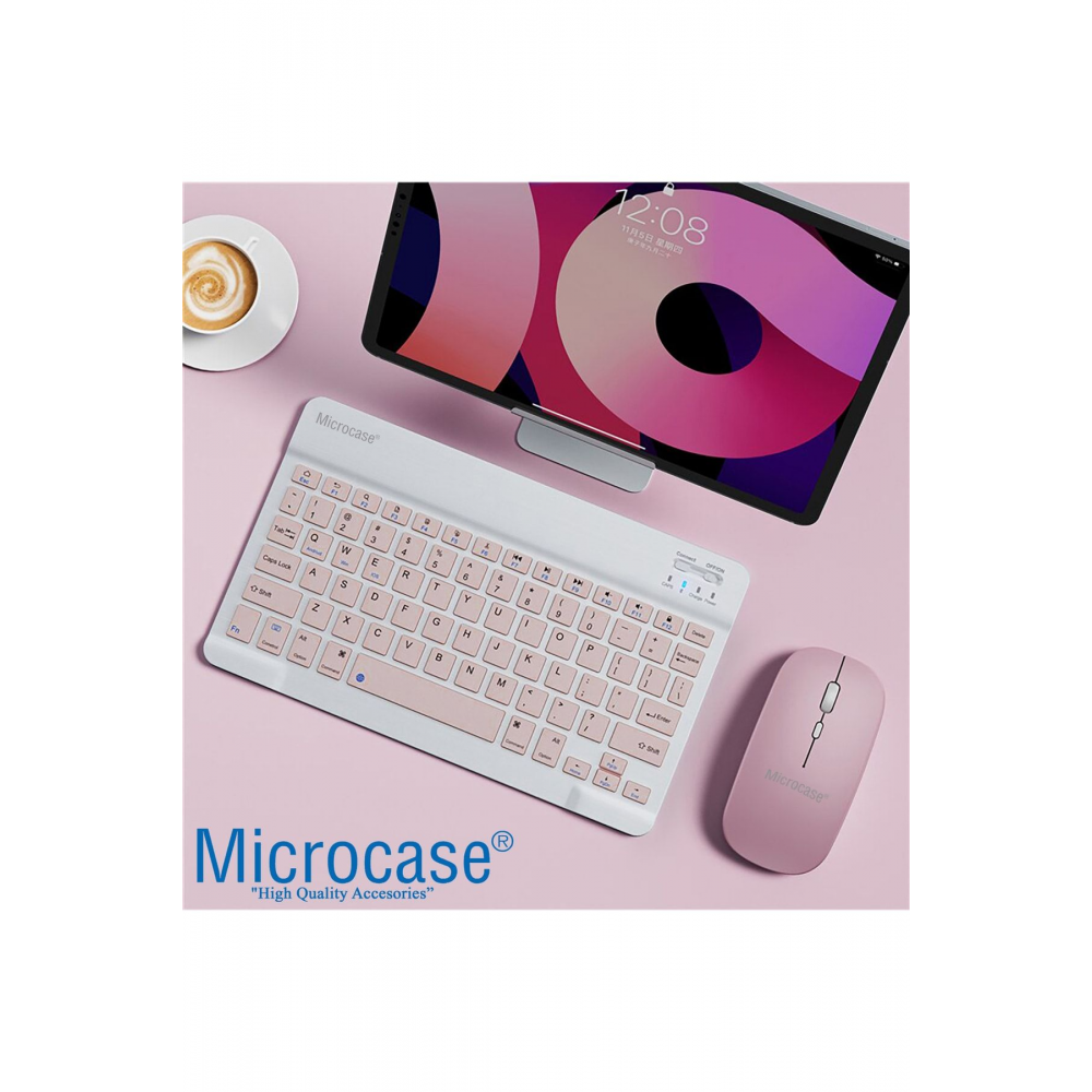 Tablet Ve Telefonlar Için Bluetooth Klavye Ve Mouse Set - Al3476 Pembe