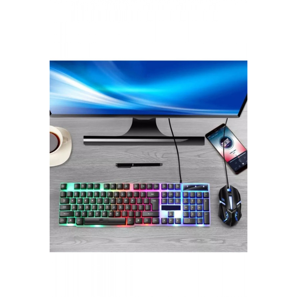 Kablolu Gaming oyuncu Klavye Mouse Mousepad Set Mouse Pad Gamer Işıklı