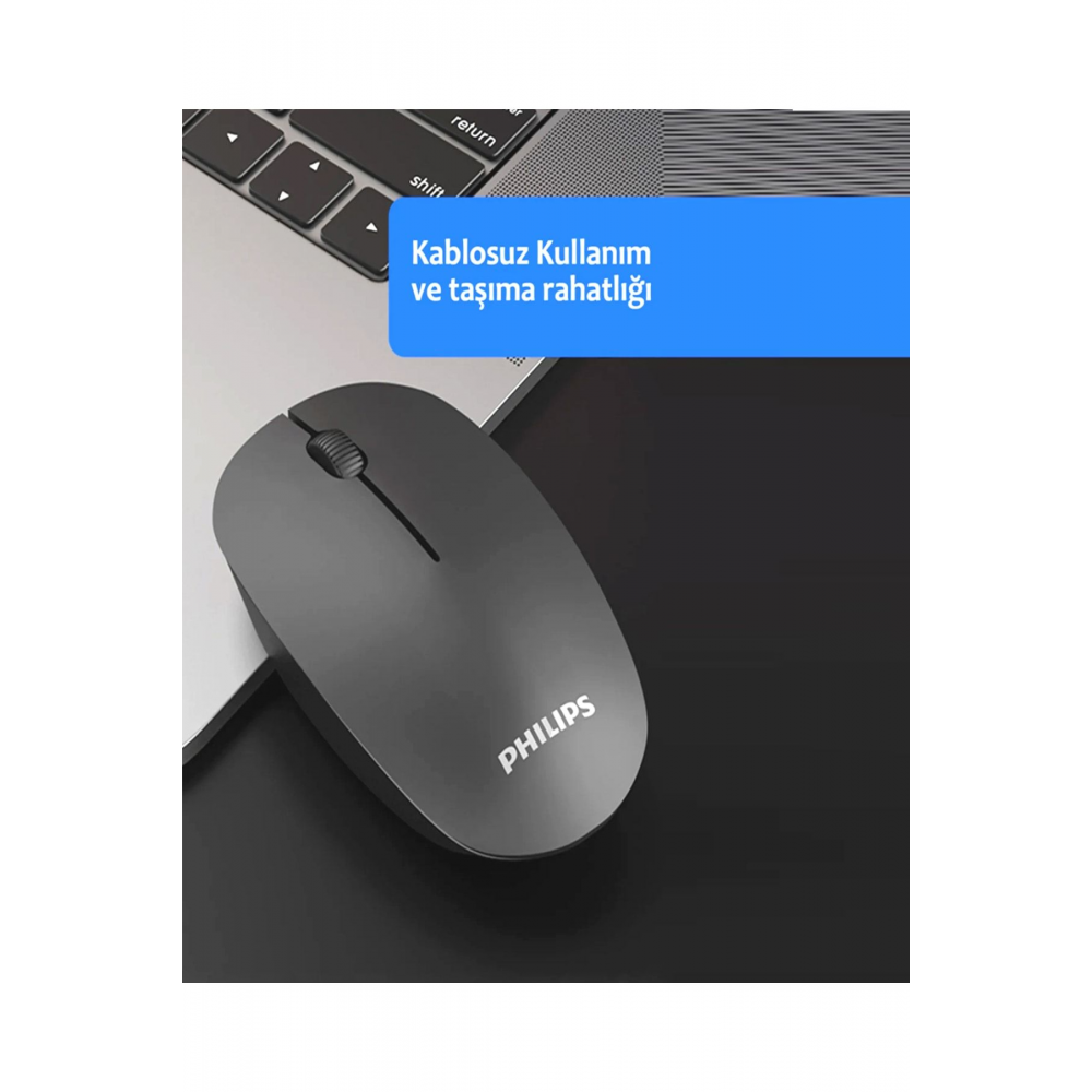 M221 Sessiz Kablosuz Wireless Mouse 2.4Ghz 1600 Dpi Siyah ( Usb alıcısı kapağın içindedir )