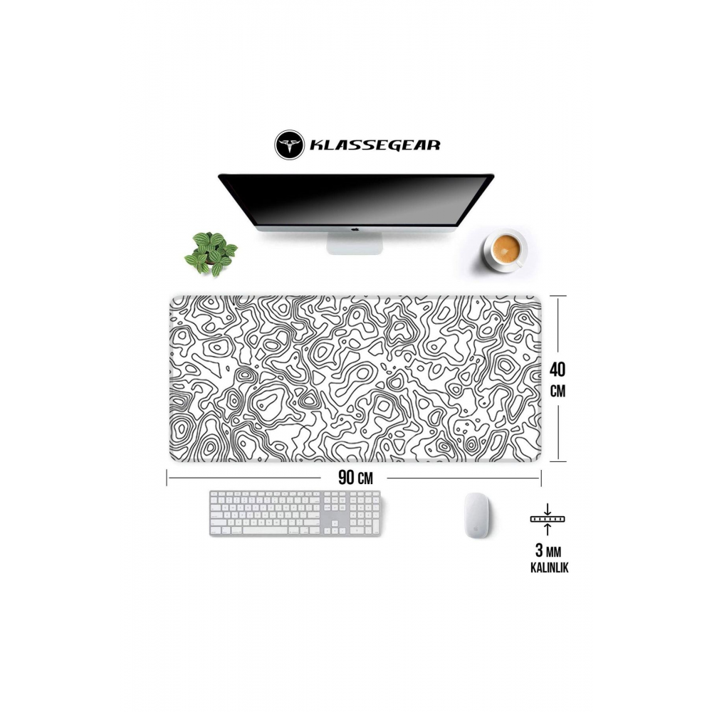 Pro White Map Lines 90x40 Cm Xxl Gaming Oyuncu Mouse Pad Mousepad
