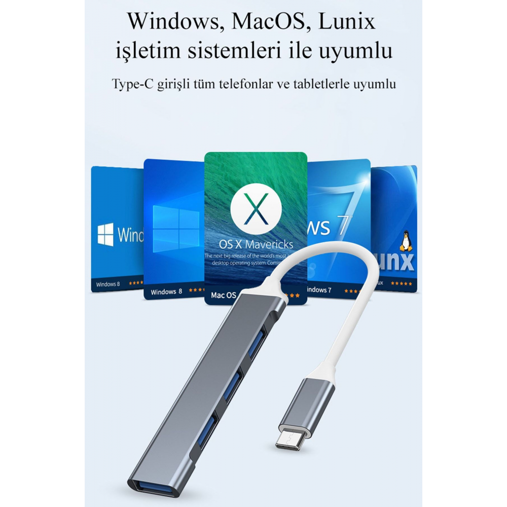 Type - C 4 Girişli Usb Çoğaltıcı Type-c To Usb Hub 4 Ports