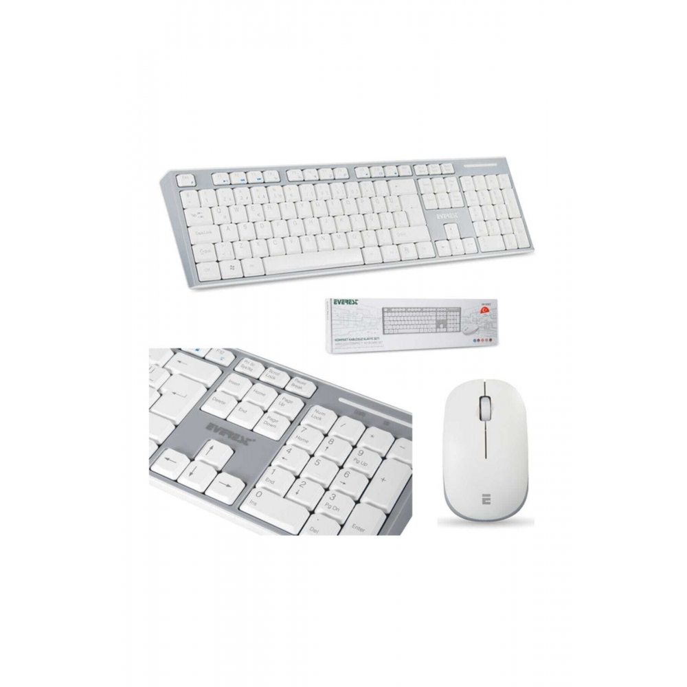 Km-6063 Beyaz/gri Kablosuz Q Multimedia Klavye + Mouse Set