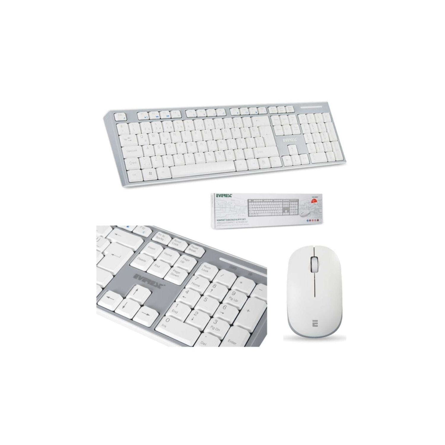 Km-6063 Beyaz/gri Kablosuz Q Multimedia Klavye + Mouse Set