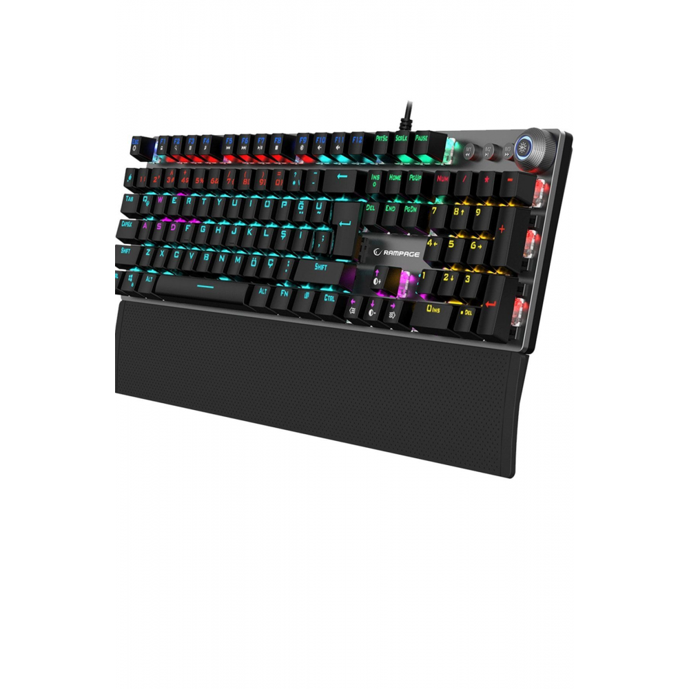 Kb-r28 Blade Plus Siyah/gümüş Gökkuşağı Aydınlatmalı Türkçe Kırmızı Switch Mekanik Klavye