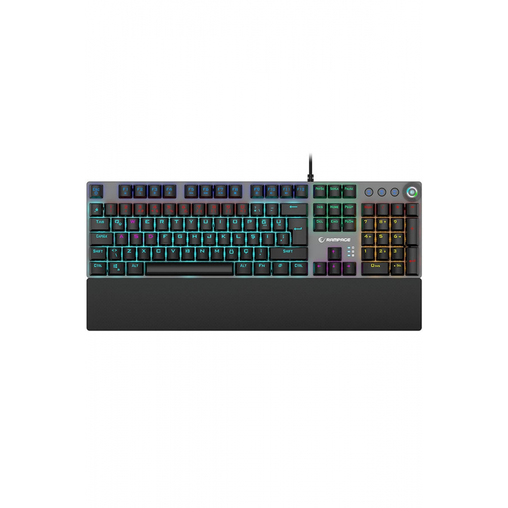 Kb-r28 Blade Plus Siyah/gümüş Gökkuşağı Aydınlatmalı Türkçe Kırmızı Switch Mekanik Klavye