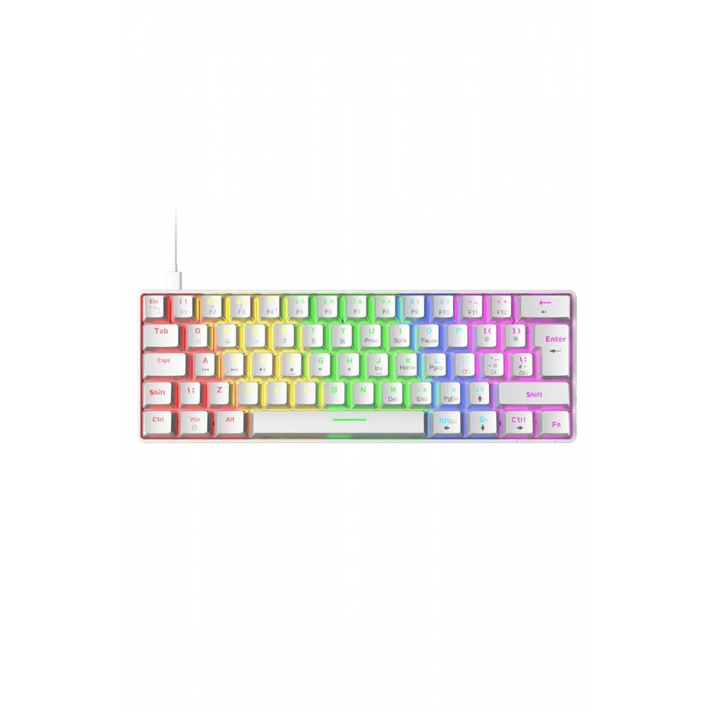 T60 Beyaz RGB Klavye Kablolu Gaming Oyuncu Klavyesi T60