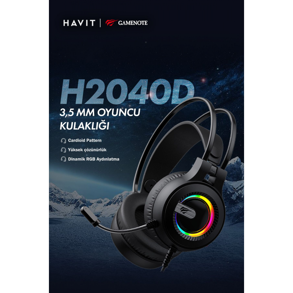 Gamenote H2040D RGB Aydınlatmalı Mikrofonlu Gaming Oyuncu Kulaklığı - 3.5mm Jack + USB