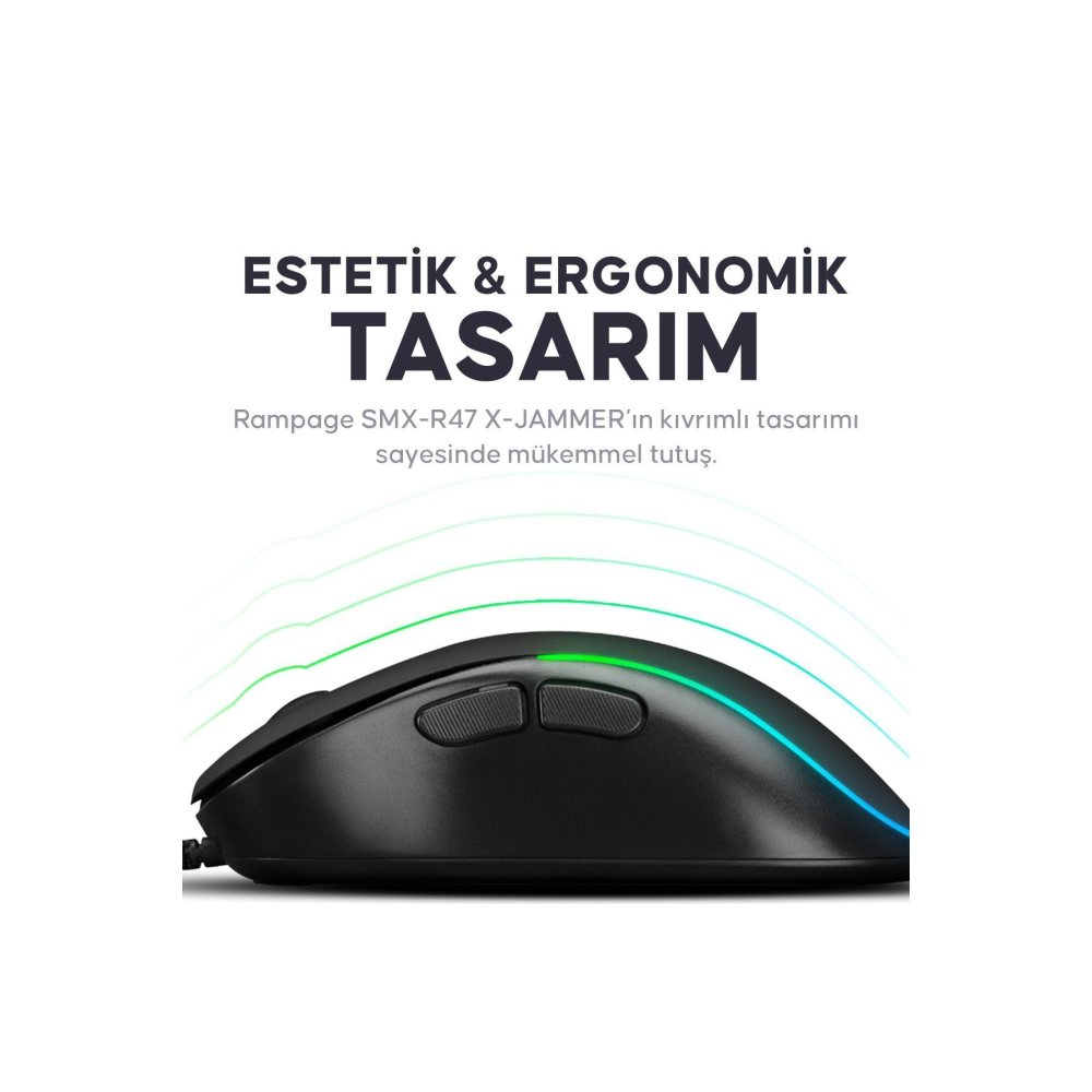 Smx-r47 X-jammer Usb Rgb Mouse Drag Click 7200 Dpi Gaming Mouse Oyuncu Mouse Makrolu Örgü Kablo