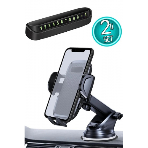 2li Set Araç Telefon Tutucu + Numaratör Torpido Cama Uygun Vantuzlu Araba Telefon Tutacağı