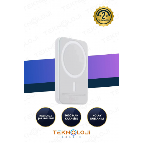 Magsafe 5000 mah Powerbank Kablosuz Şarj Cihazı Iphone Uyumlu Wireless Şarj