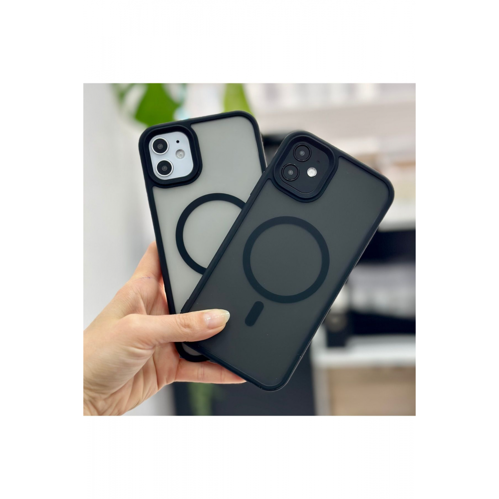 Iphone 11 (12 Görünümlü) Uyumlu MAT SİYAH MAGSAFE Özellikli Darbe Önleyici Şeffaf Silikon Kılıf