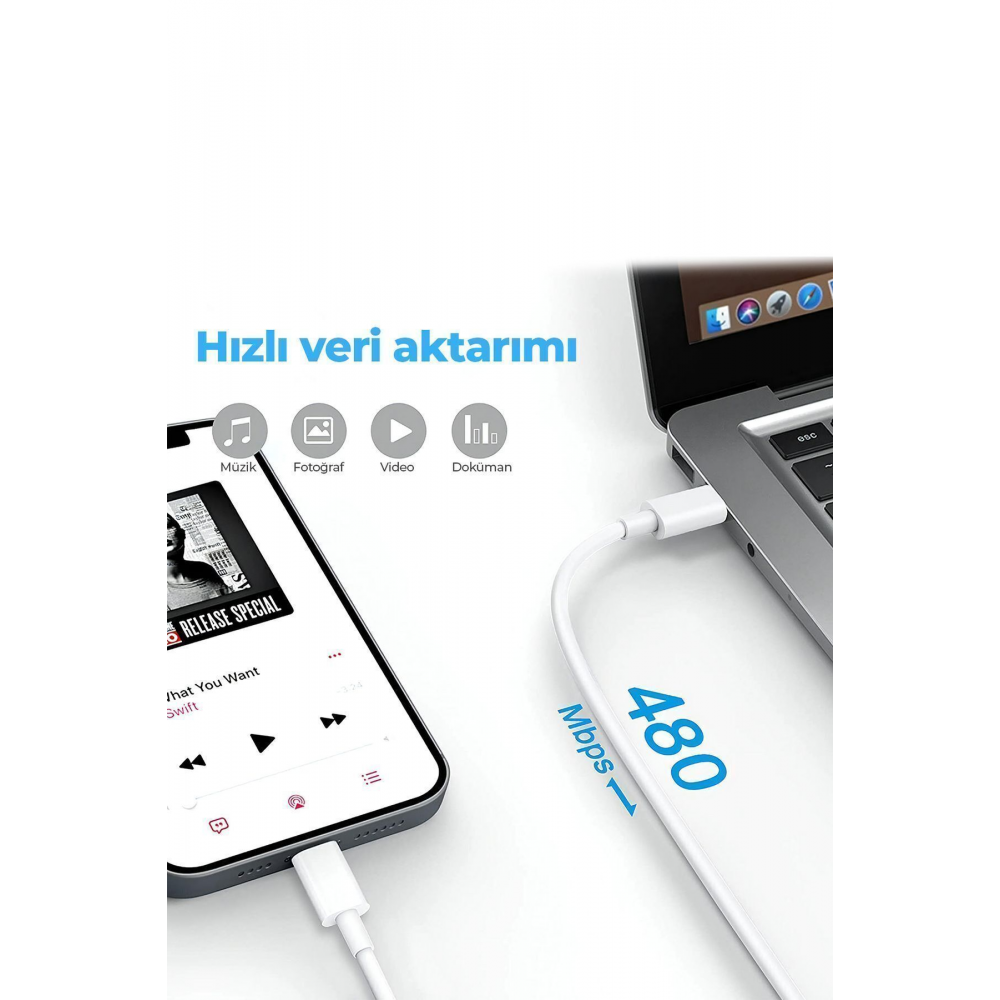By Deji Iphone Uyumlu Hızlı Şarj Kablosu Type C To Lightning 8 X Xs Xr 11 12 13 14 Pro Max Plus