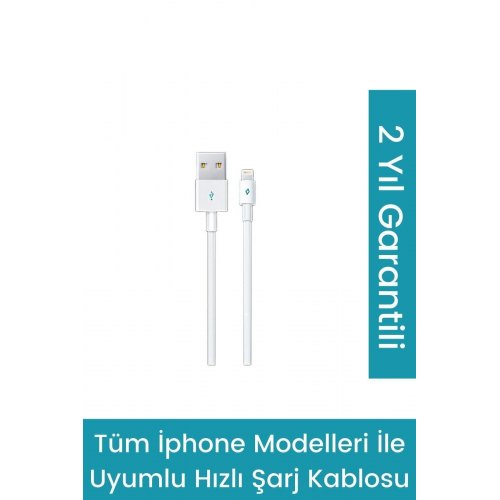 Iphone Şarj Kablosu Beyaz (iphone 13 - 12 - 11 - X-8-7-6 Destekleyen Şarj Kablosu