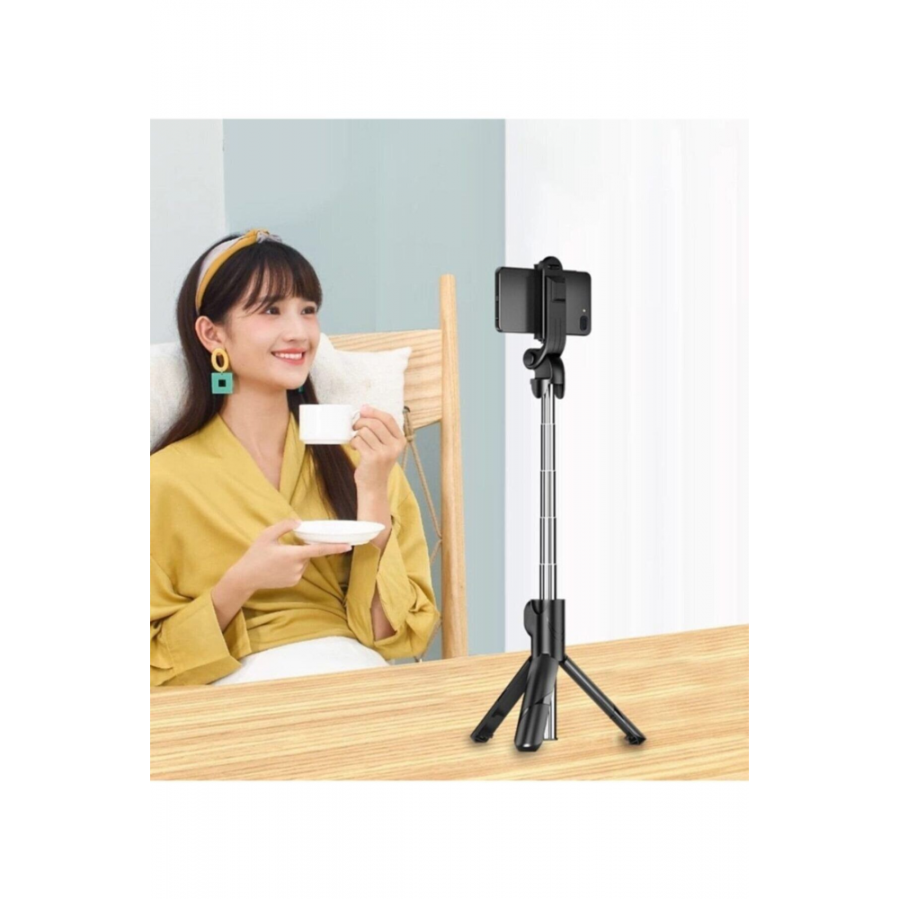 Düz Siyah/ Karışık Siyah-beyaz Bluetooth Kumandalı Selfie Çubuğu-monopod Telefon Tutucu