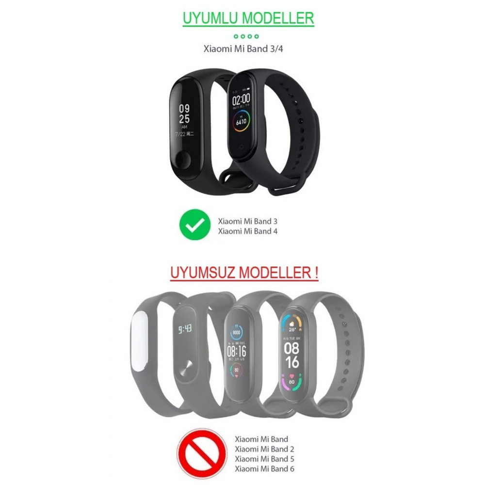 Xiaomi Mi Band 3 Ve 4 Uyumlu [yüksek Kalite] Silikon Kordon