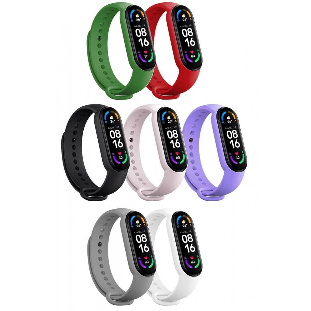 Xiaomi Mi Band 5 Ve 6 Uyumlu Silikon Kordon 7'li Set