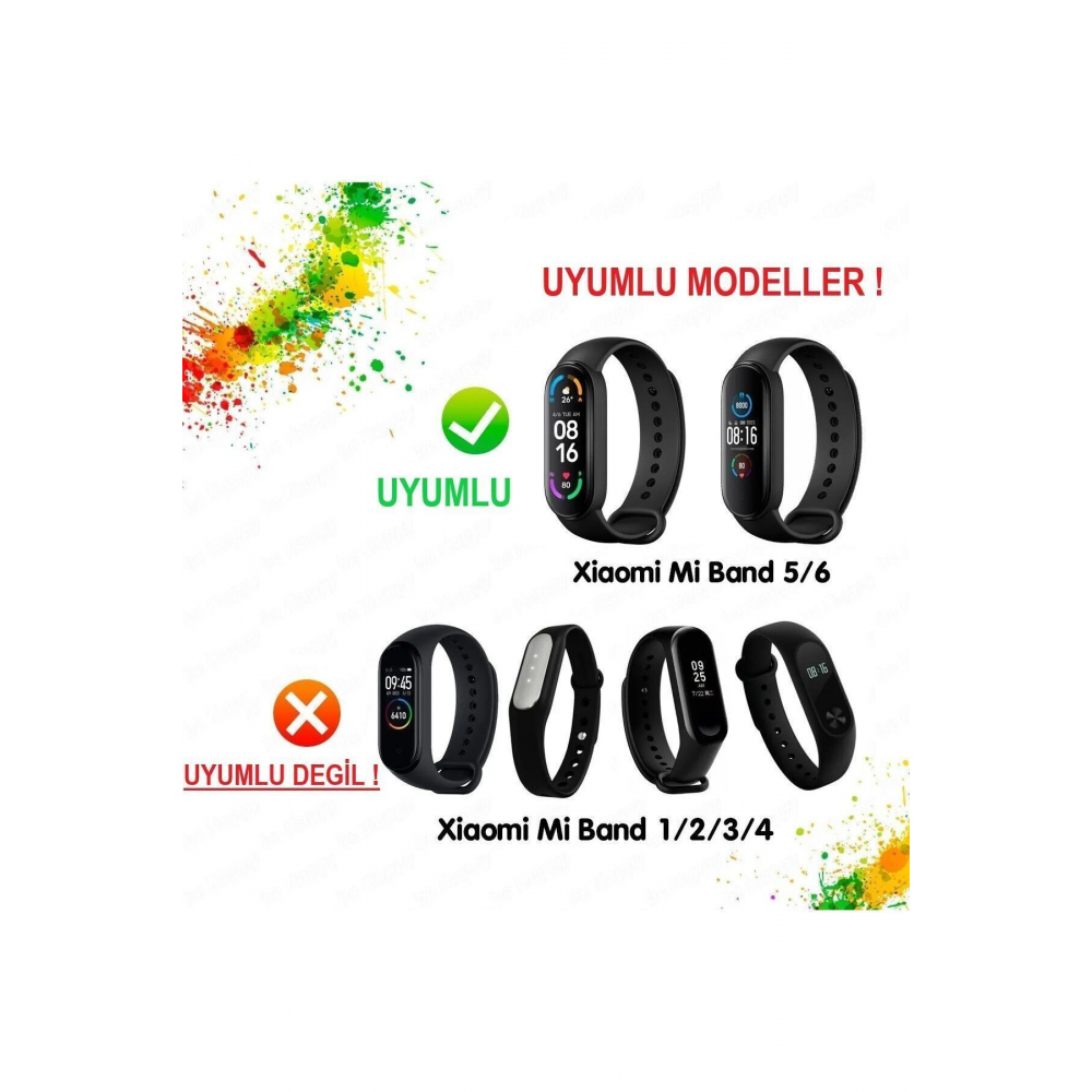 Xiaomi Mi Band 5 Ve 6 Uyumlu [ Yüksek Kalite] Silikon Kordon Kayış