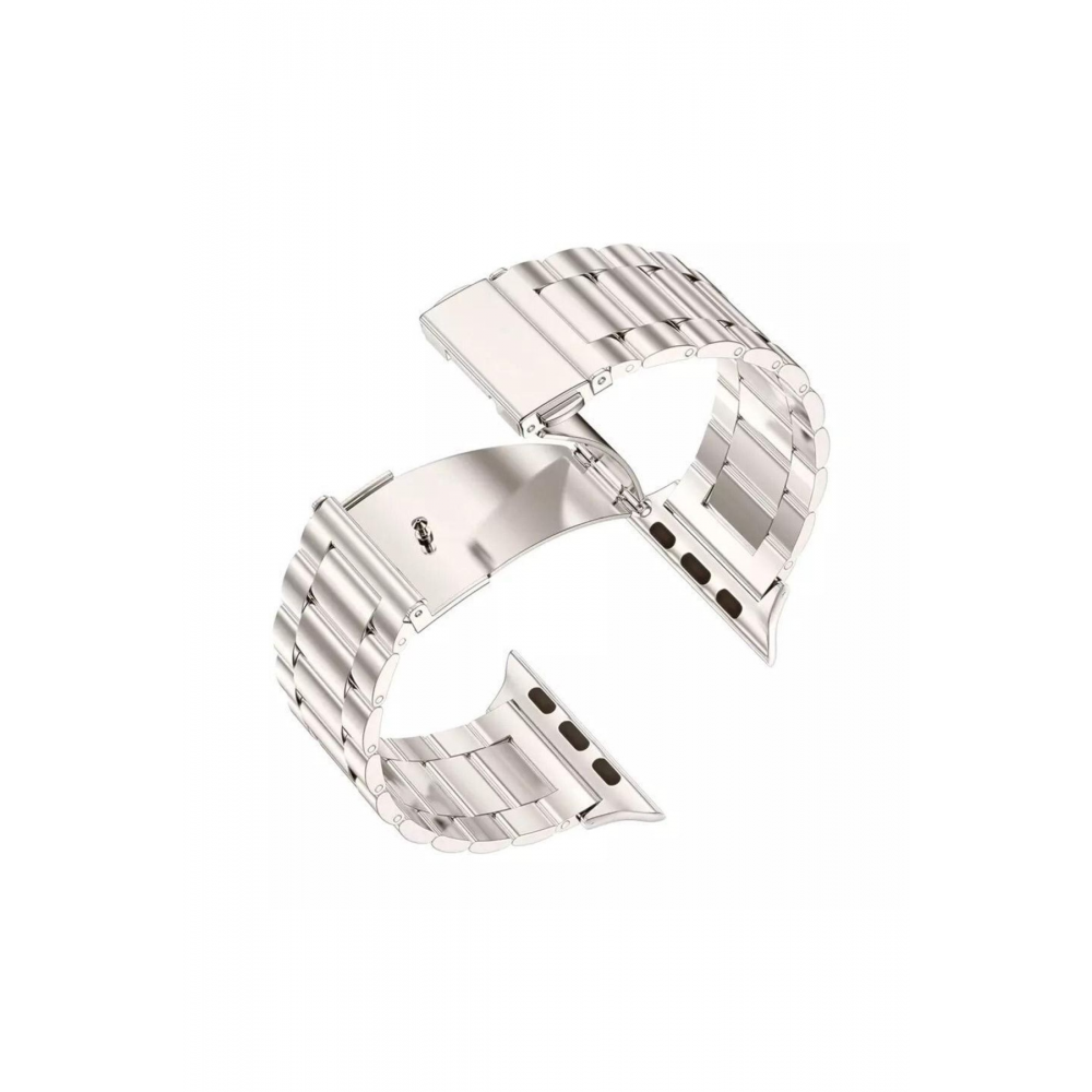 Apple Watch Seri 2 3 4 5 6 7 8 Se Ultra Uyumlu 38 40 41mm Starlight Paslanmaz Çelik Metal Kordon