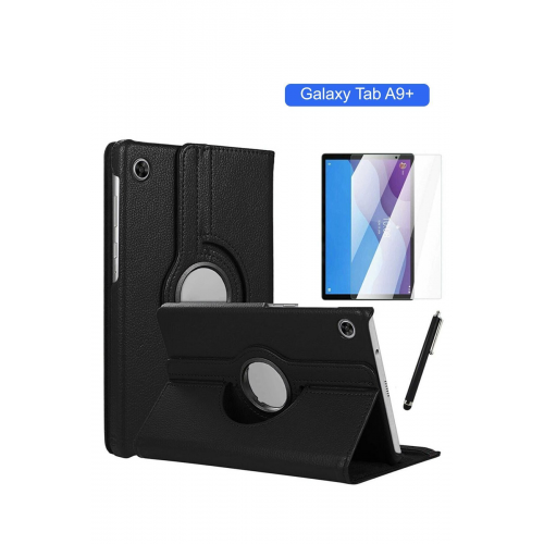 Samsung Galaxy Tab A9+Plus (11 inç) 2023 Wake Fonksiyon 360 Standı Tablet Kılıfı Kalem+Ekrankoruyucu